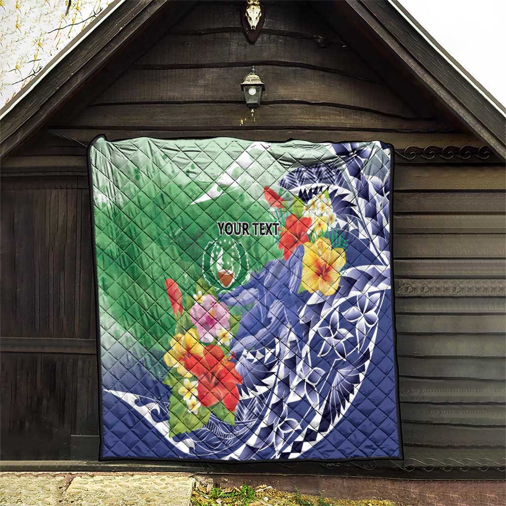 Personalised Pohnpei States Humpback Whale Quilt Polynesian Tropical Flowers LT9 - Polynesian Pride