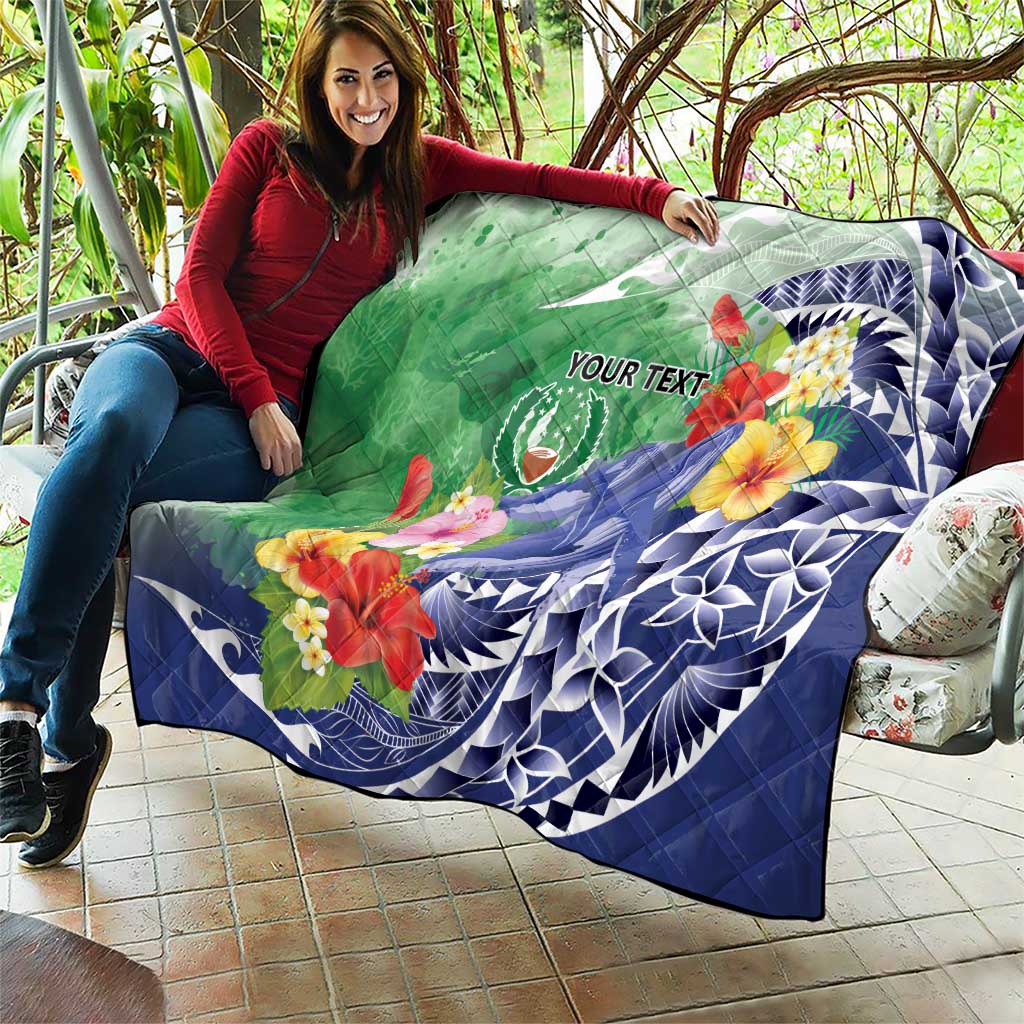 Personalised Pohnpei States Humpback Whale Quilt Polynesian Tropical Flowers LT9 - Polynesian Pride