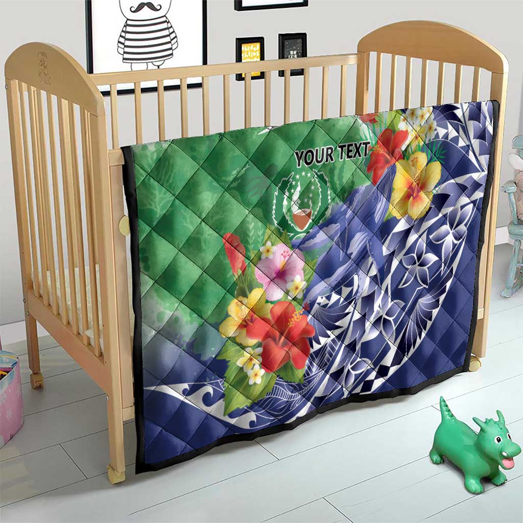Personalised Pohnpei States Humpback Whale Quilt Polynesian Tropical Flowers LT9 - Polynesian Pride