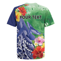 Personalised Pohnpei States Humpback Whale Rugby Jersey Polynesian Tropical Flowers LT9 - Polynesian Pride