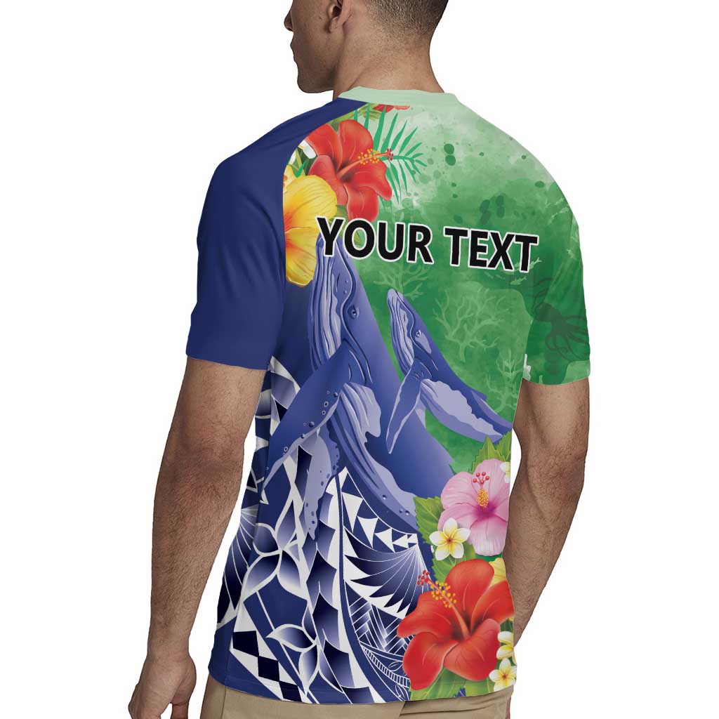 Personalised Pohnpei States Humpback Whale Rugby Jersey Polynesian Tropical Flowers LT9 - Polynesian Pride