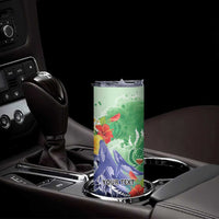 Personalised Pohnpei States Humpback Whale Skinny Tumbler Polynesian Tropical Flowers