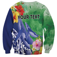 Personalised Pohnpei States Humpback Whale Sweatshirt Polynesian Tropical Flowers LT9 - Polynesian Pride