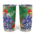 Personalised Pohnpei States Humpback Whale Tumbler Cup Polynesian Tropical Flowers