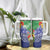 Personalised Pohnpei States Humpback Whale Tumbler With Handle Polynesian Tropical Flowers