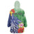 Personalised Pohnpei States Humpback Whale Wearable Blanket Hoodie Polynesian Tropical Flowers