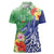 Personalised Pohnpei States Humpback Whale Women Polo Shirt Polynesian Tropical Flowers