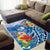 Personalised Yap States Humpback Whale Area Rug Polynesian Tropical Flowers