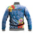 Personalised Yap States Humpback Whale Baseball Jacket Polynesian Tropical Flowers