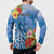 Personalised Yap States Humpback Whale Button Sweatshirt Polynesian Tropical Flowers