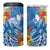 Personalised Yap States Humpback Whale 4 in 1 Can Cooler Tumbler Polynesian Tropical Flowers