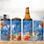 Personalised Yap States Humpback Whale 4 in 1 Can Cooler Tumbler Polynesian Tropical Flowers