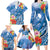 Personalised Yap States Humpback Whale Family Matching Long Sleeve Bodycon Dress and Hawaiian Shirt Polynesian Tropical Flowers