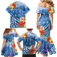 Personalised Yap States Humpback Whale Family Matching Mermaid Dress and Hawaiian Shirt Polynesian Tropical Flowers LT9 - Polynesian Pride