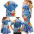 Personalised Yap States Humpback Whale Family Matching Mermaid Dress and Hawaiian Shirt Polynesian Tropical Flowers