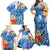 Personalised Yap States Humpback Whale Family Matching Off Shoulder Maxi Dress and Hawaiian Shirt Polynesian Tropical Flowers