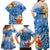 Personalised Yap States Humpback Whale Family Matching Off Shoulder Maxi Dress and Hawaiian Shirt Polynesian Tropical Flowers