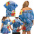 Personalised Yap States Humpback Whale Family Matching Off Shoulder Short Dress and Hawaiian Shirt Polynesian Tropical Flowers