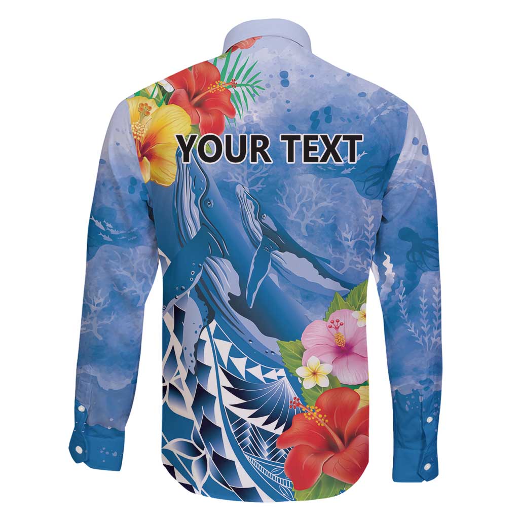 Personalised Yap States Humpback Whale Family Matching Tank Maxi Dress and Hawaiian Shirt Polynesian Tropical Flowers LT9 - Polynesian Pride