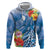 Personalised Yap States Humpback Whale Hoodie Polynesian Tropical Flowers