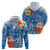 Personalised Yap States Humpback Whale Hoodie Polynesian Tropical Flowers