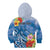 Personalised Yap States Humpback Whale Kid Hoodie Polynesian Tropical Flowers