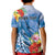 Personalised Yap States Humpback Whale Kid Polo Shirt Polynesian Tropical Flowers