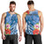 Personalised Yap States Humpback Whale Men Tank Top Polynesian Tropical Flowers