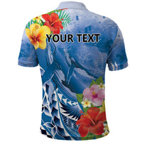 Personalised Yap States Humpback Whale Polo Shirt Polynesian Tropical Flowers LT9 - Polynesian Pride