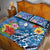 Personalised Yap States Humpback Whale Quilt Bed Set Polynesian Tropical Flowers