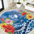 Personalised Yap States Humpback Whale Round Carpet Polynesian Tropical Flowers