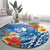 Personalised Yap States Humpback Whale Round Carpet Polynesian Tropical Flowers