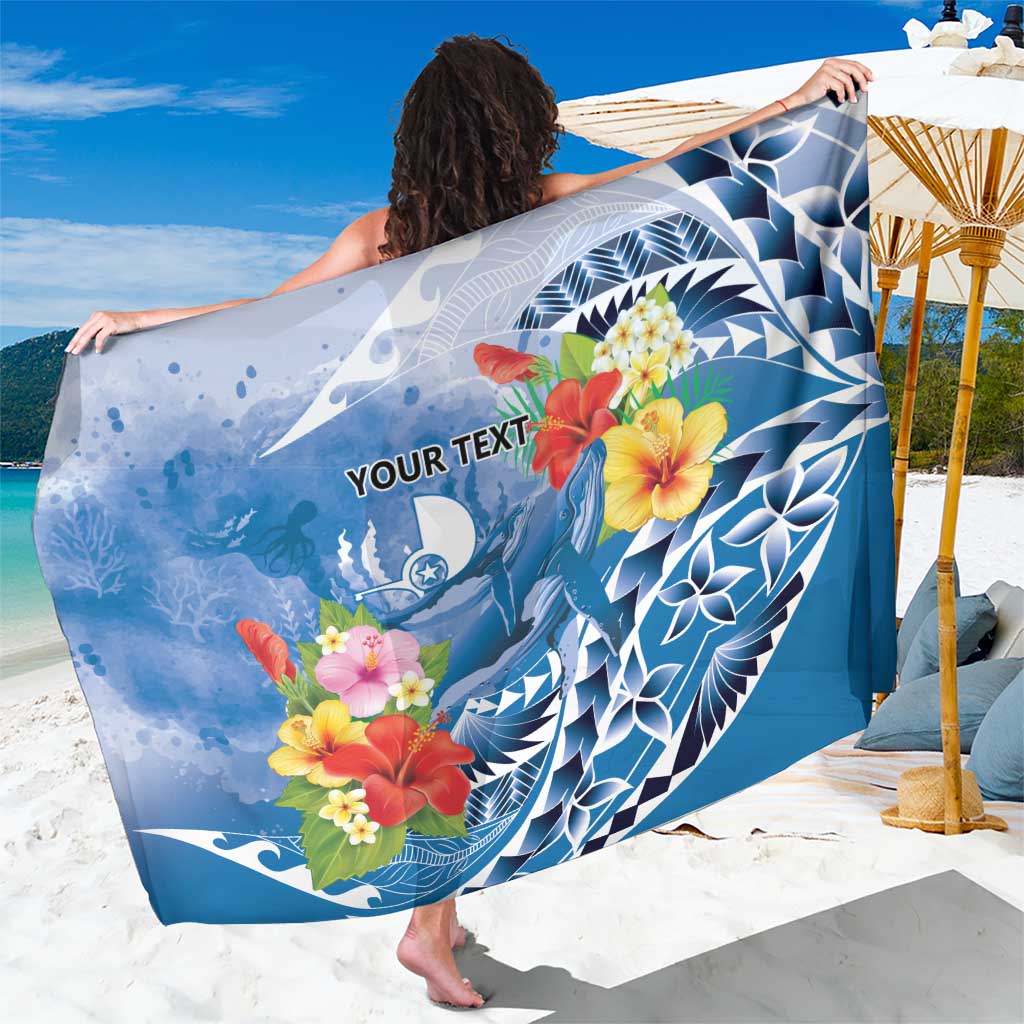 Personalised Yap States Humpback Whale Sarong Polynesian Tropical Flowers