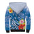 Personalised Yap States Humpback Whale Sherpa Hoodie Polynesian Tropical Flowers