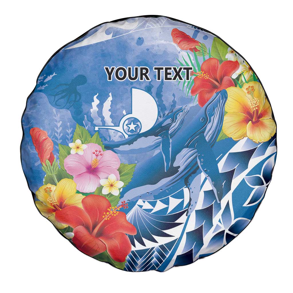 Personalised Yap States Humpback Whale Spare Tire Cover Polynesian Tropical Flowers LT9 - Polynesian Pride