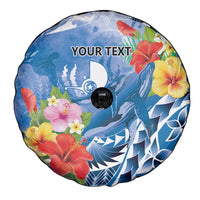 Personalised Yap States Humpback Whale Spare Tire Cover Polynesian Tropical Flowers LT9 - Polynesian Pride