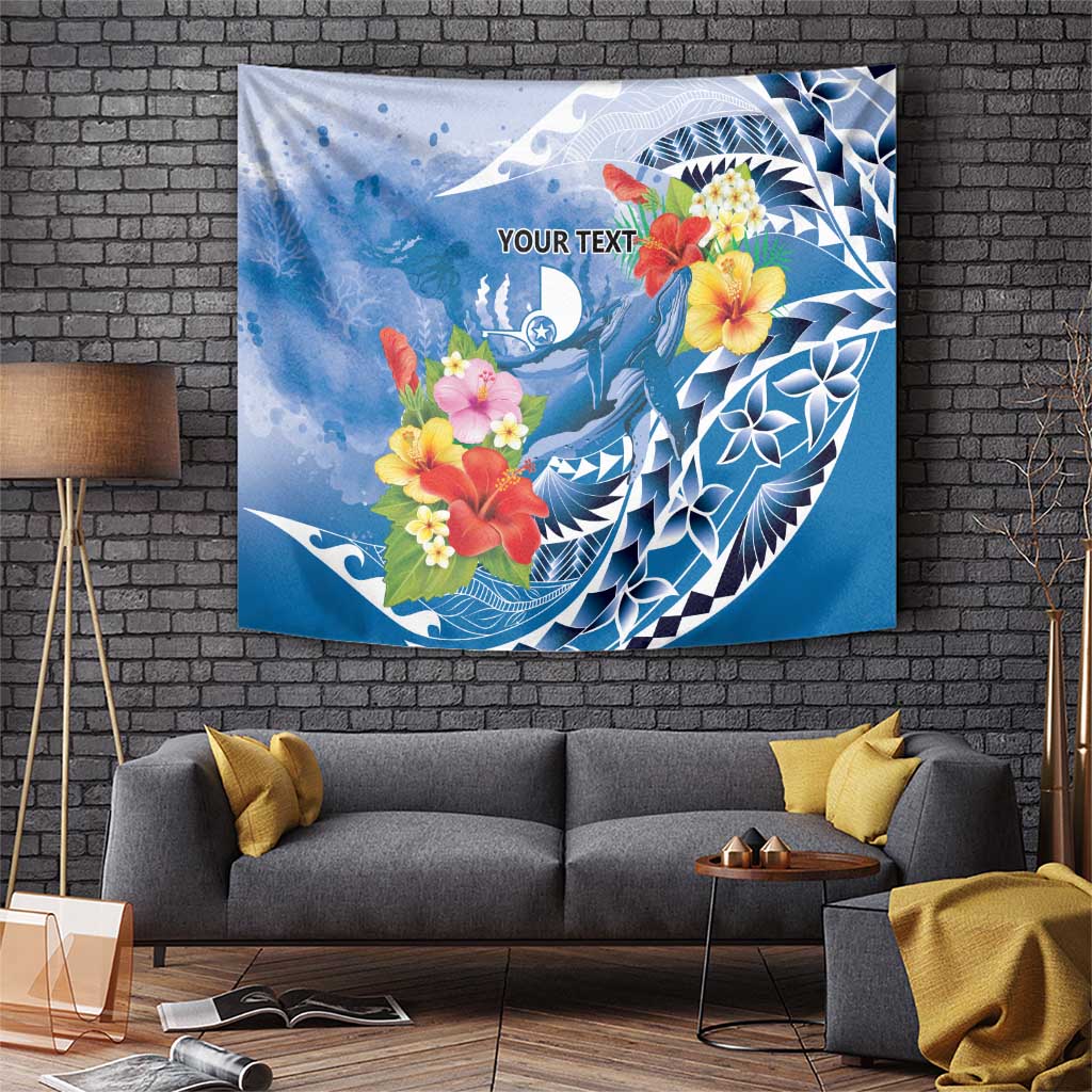 Personalised Yap States Humpback Whale Tapestry Polynesian Tropical Flowers