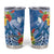 Personalised Yap States Humpback Whale Tumbler Cup Polynesian Tropical Flowers