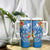 Personalised Yap States Humpback Whale Tumbler With Handle Polynesian Tropical Flowers