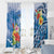 Personalised Yap States Humpback Whale Window Curtain Polynesian Tropical Flowers