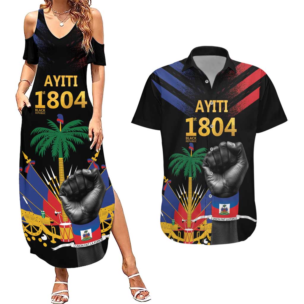 Haiti Independence Day Couples Matching Summer Maxi Dress and Hawaiian Shirt The First Black Republic Since 1804