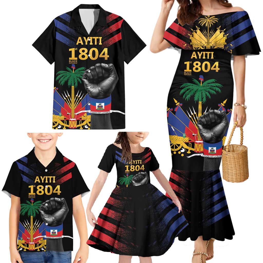 Haiti Independence Day Family Matching Mermaid Dress and Hawaiian Shirt The First Black Republic Since 1804 LT9 - Polynesian Pride