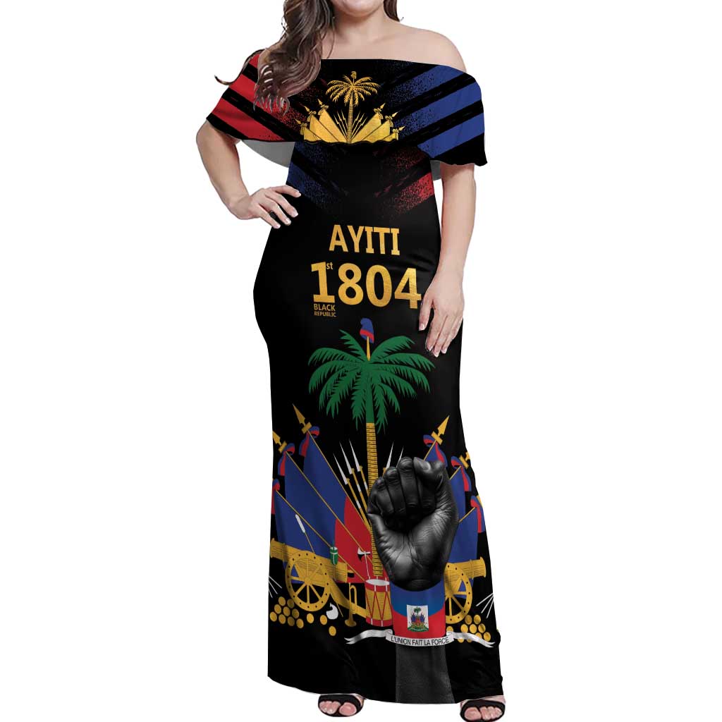 Haiti Independence Day Off Shoulder Maxi Dress The First Black Republic Since 1804 LT9 Women Blakc - Polynesian Pride