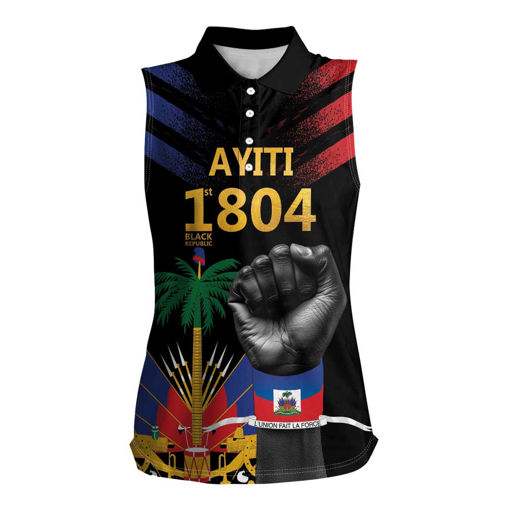 Haiti Independence Day Women Sleeveless Polo Shirt The First Black Republic Since 1804 LT9 Female Blakc - Polynesian Pride
