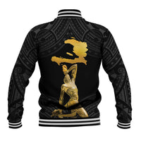 Haitian Negre Marron 1804 Baseball Jacket Black Polynesian Pattern