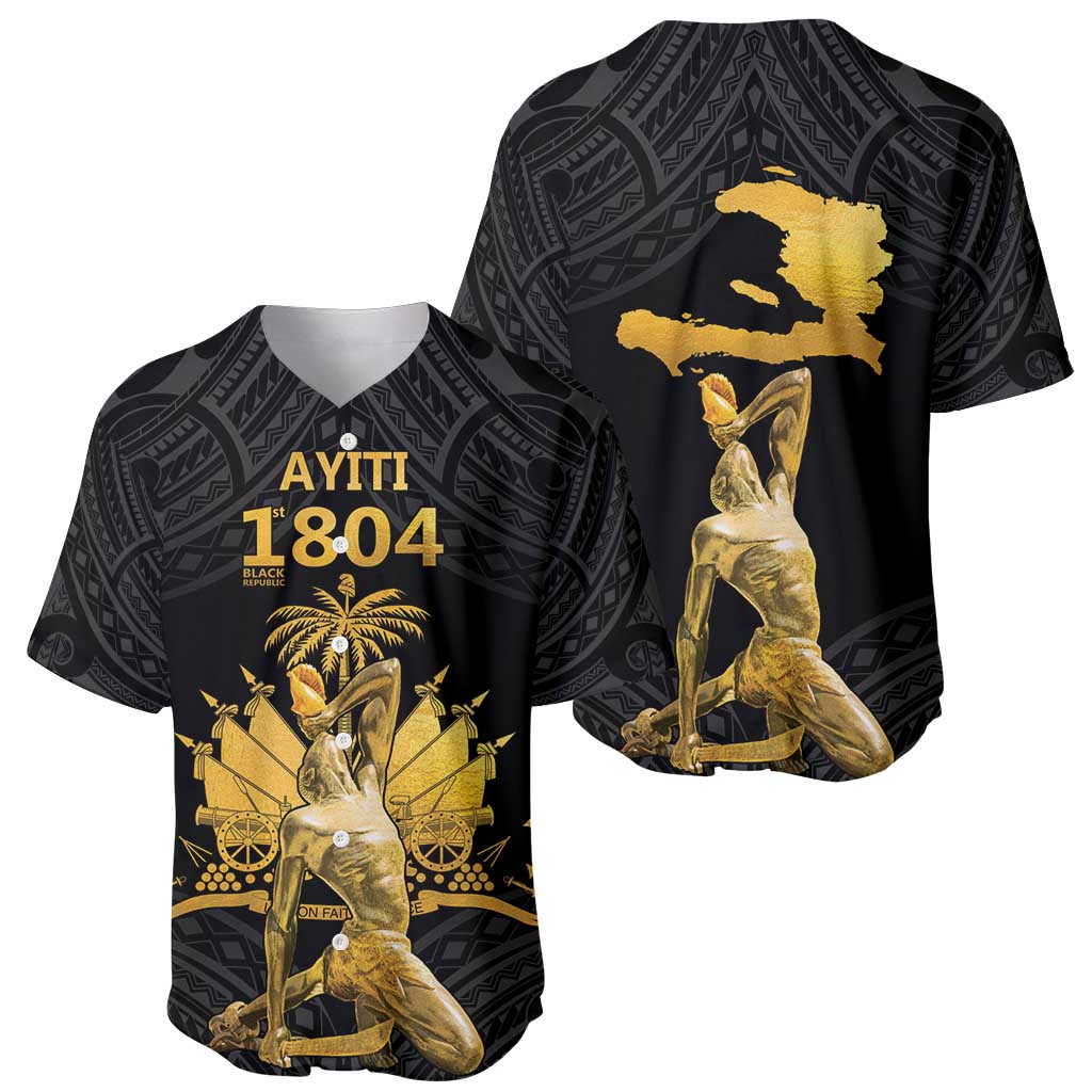 Haitian Negre Marron 1804 Baseball Jersey Black Polynesian Pattern LT9 - Polynesian Pride