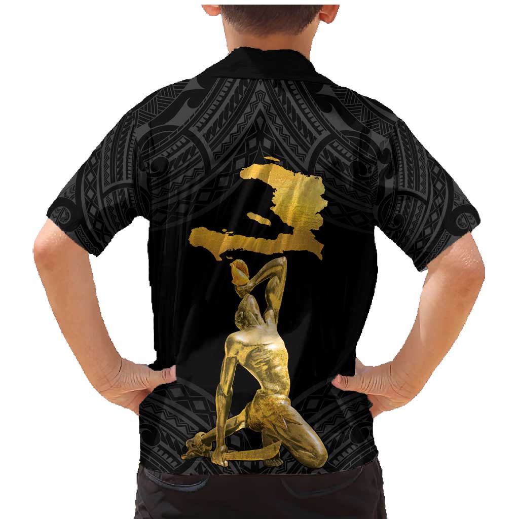 Haitian Negre Marron 1804 Family Matching Mermaid Dress and Hawaiian Shirt Black Polynesian Pattern LT9 - Polynesian Pride