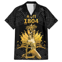 Haitian Negre Marron 1804 Family Matching Summer Maxi Dress and Hawaiian Shirt Black Polynesian Pattern LT9 Dad's Shirt - Short Sleeve Black - Polynesian Pride