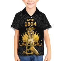 Haitian Negre Marron 1804 Family Matching Tank Maxi Dress and Hawaiian Shirt Black Polynesian Pattern LT9 Son's Shirt Black - Polynesian Pride
