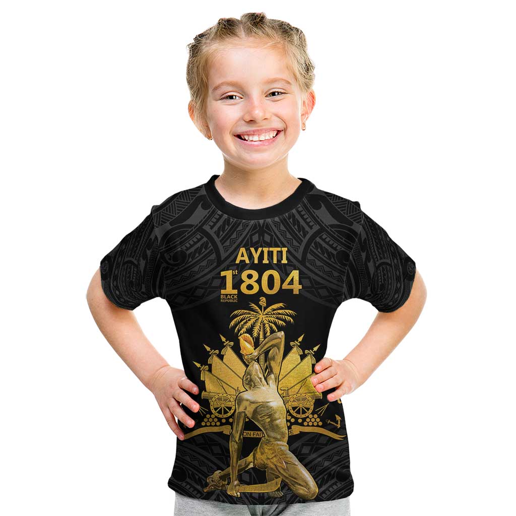Haitian Negre Marron 1804 Kid T Shirt Black Polynesian Pattern LT9 Black - Polynesian Pride